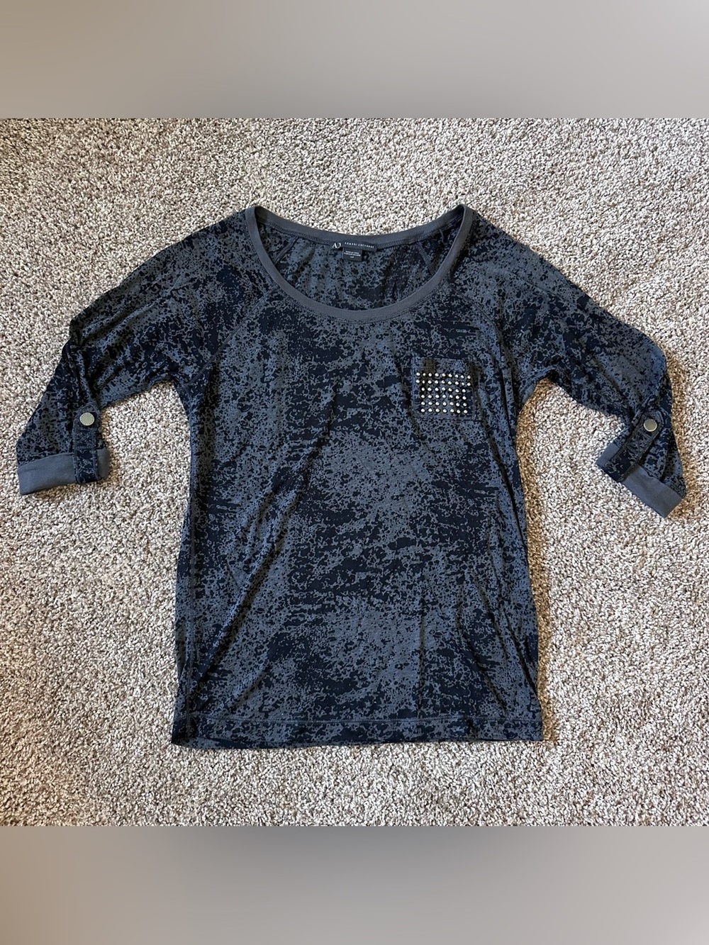 Armani Exchange black and gray burnout shirt